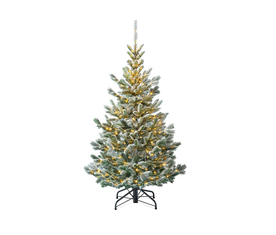 Beleuchtete Evergreen LED-Tanne »Nobilis«, 150 cm, mit schwarzem Metallfuß.