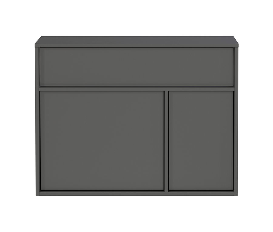 Grauer Ameca Mehrzweckschrank mit zwei Türen und einer Schublade.