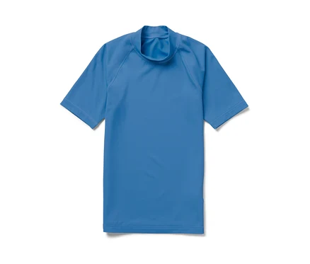 Blaues Kinder-Shirt mit UV-Schutzfaktor 80.