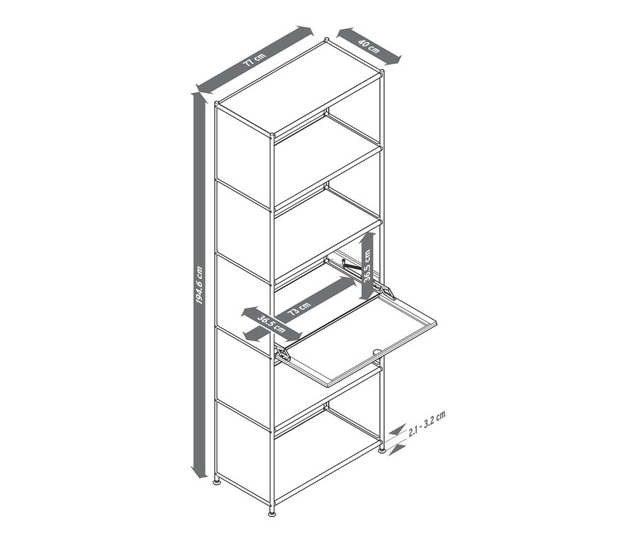 Abbildung eines Regal Metalls »CN3« mit Klappe.
