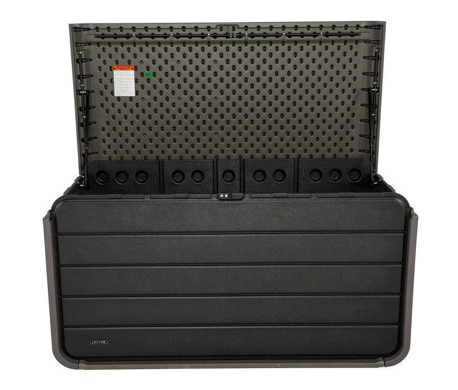 Geöffneter, graubrauner Aufbewahrungsbox, 625 l.