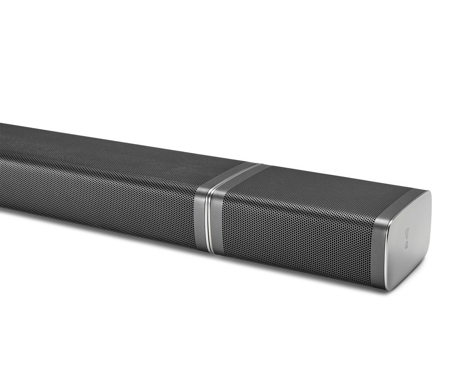 Nahaufnahme einer JBL BAR 5.1 Soundbar auf weißem Hintergrund.