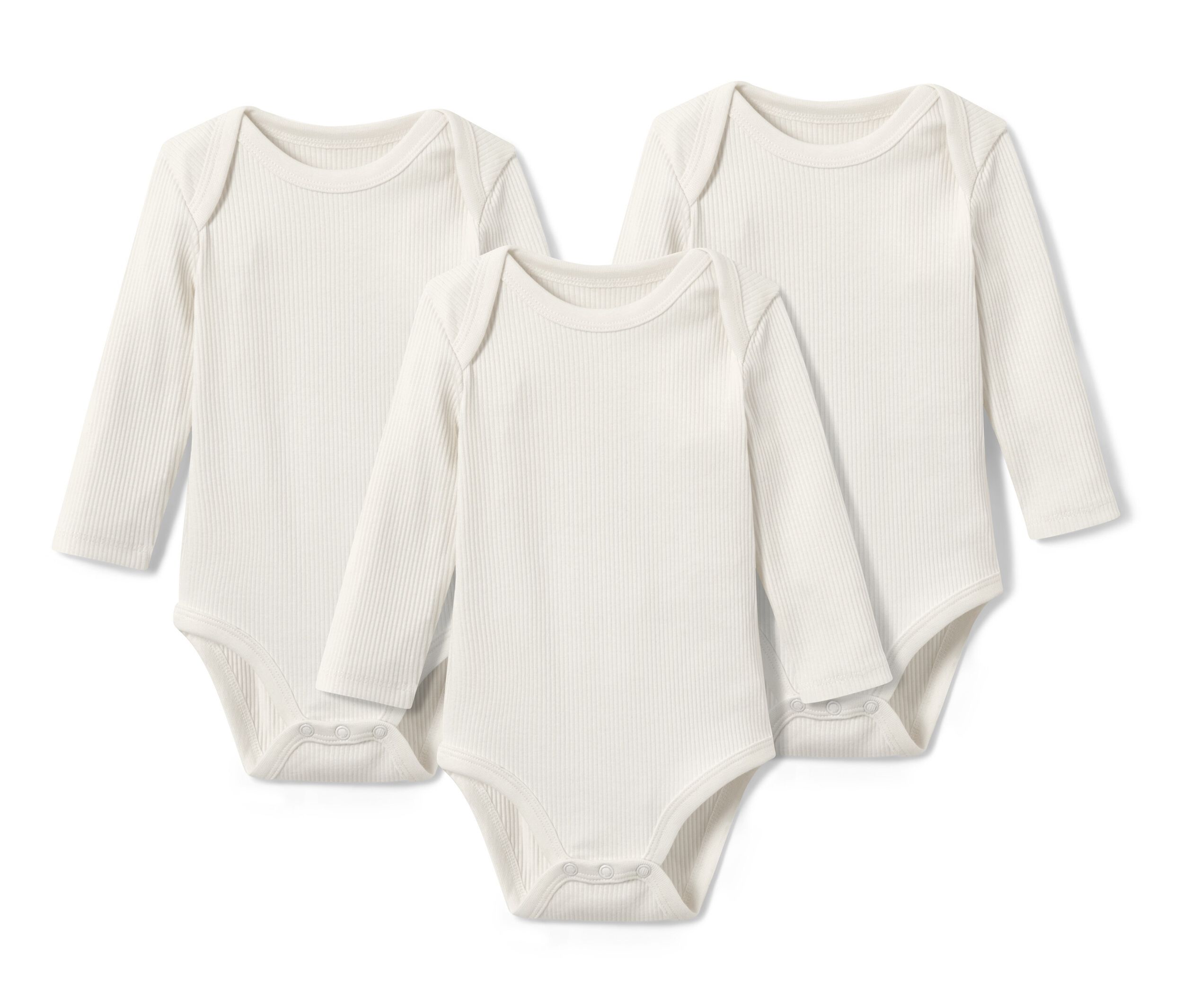 Tchibo - 3 Baby-Ripp-Langarmbodys - Herren - Gr. 86/92 - offwhite