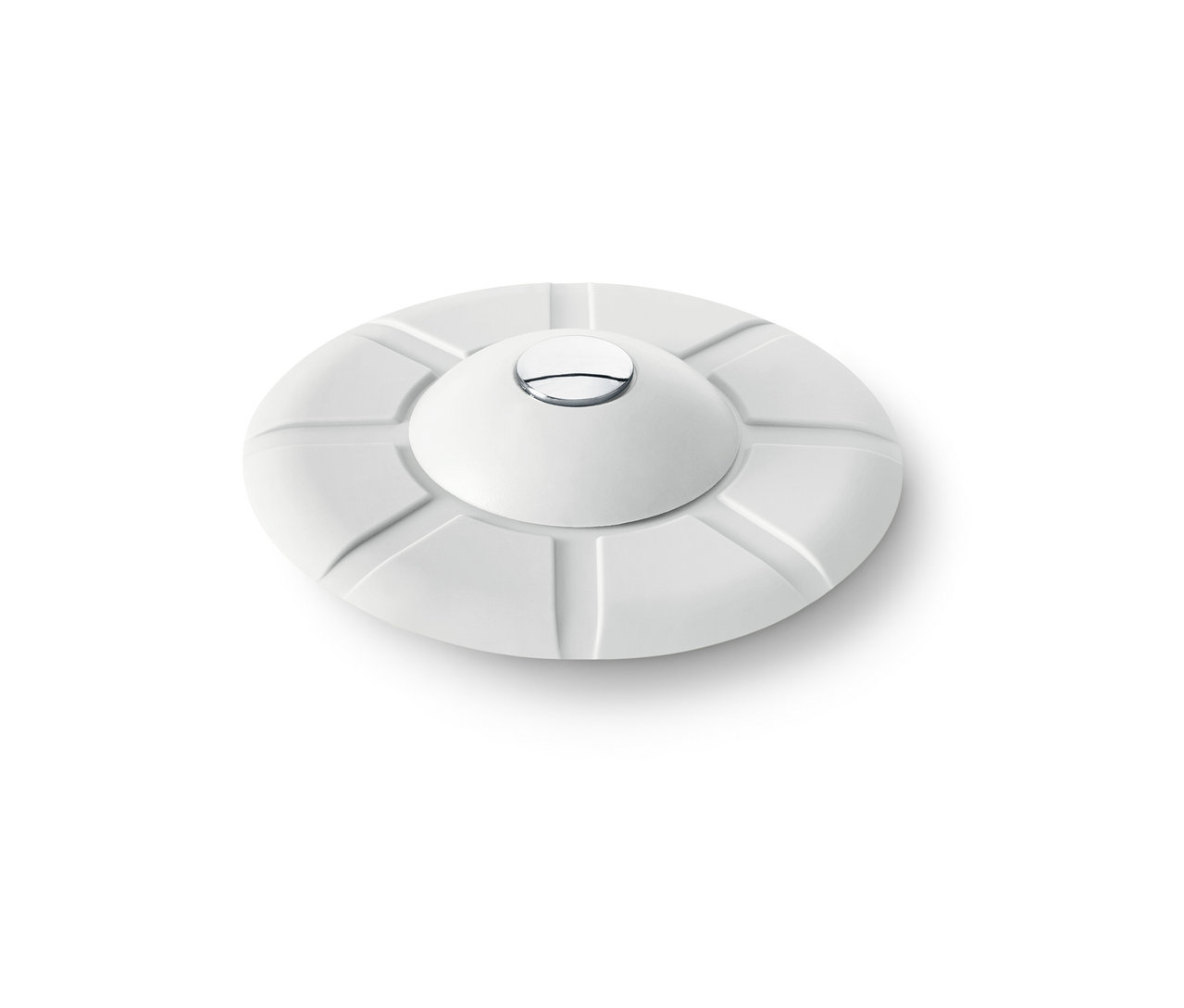 Weißes Abflusssieb und -verschluss.