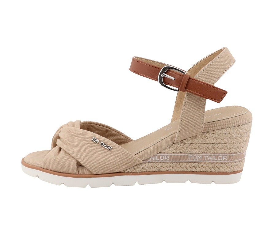 Beige Tom Tailor Sandale, PU/Textil Sand.