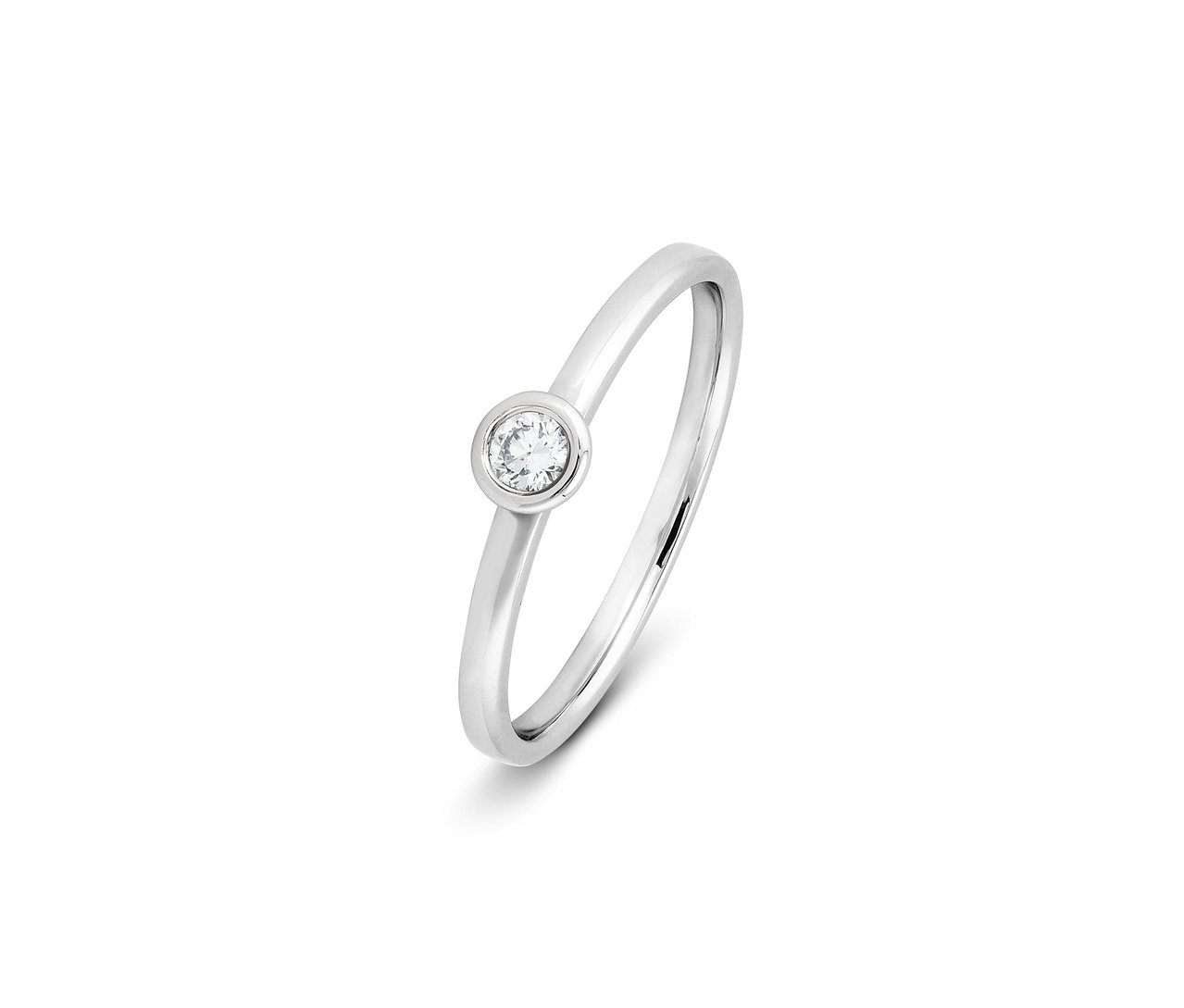Detailaufnahme eines Rings aus 585 Weißgold mit Diamant.
