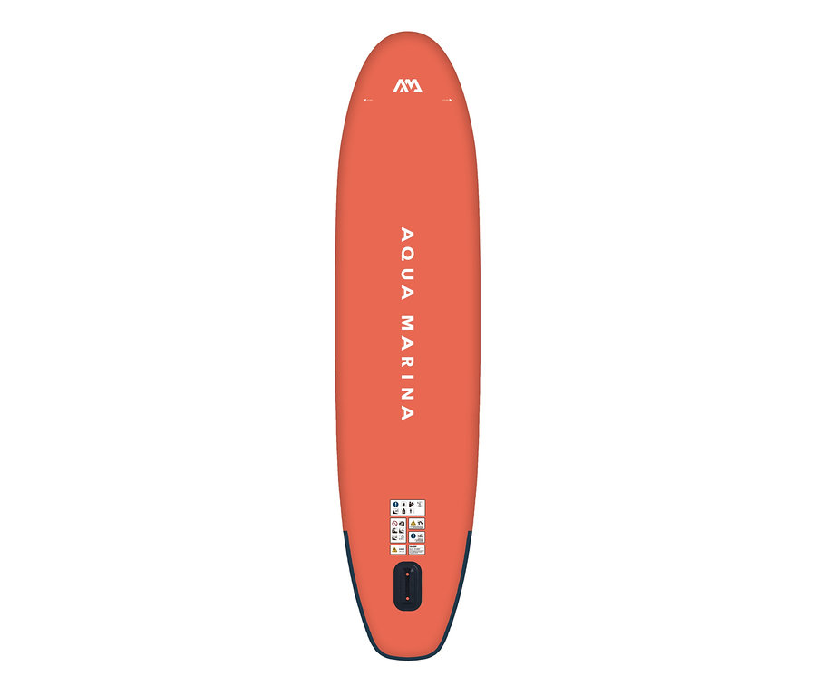 Orangefarbenes Aqua Marina SUP Board »Monster« 12'0" auf weißem Hintergrund.