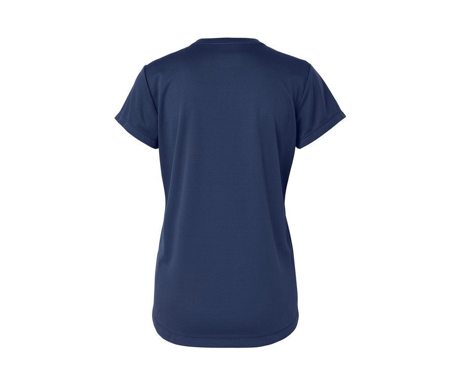 Rückansicht eines marineblauen Half-Zip-Sportshirts.