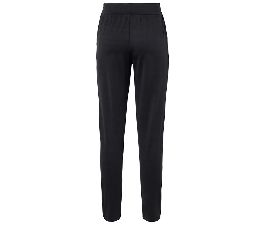 Rückansicht einer schwarzen Jogginghose mit elastischem Bund.