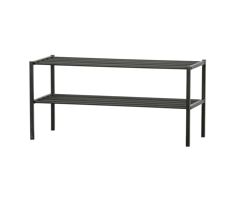 Schwarzes Woood 2 »Ferro« Schuhregal aus Metall.