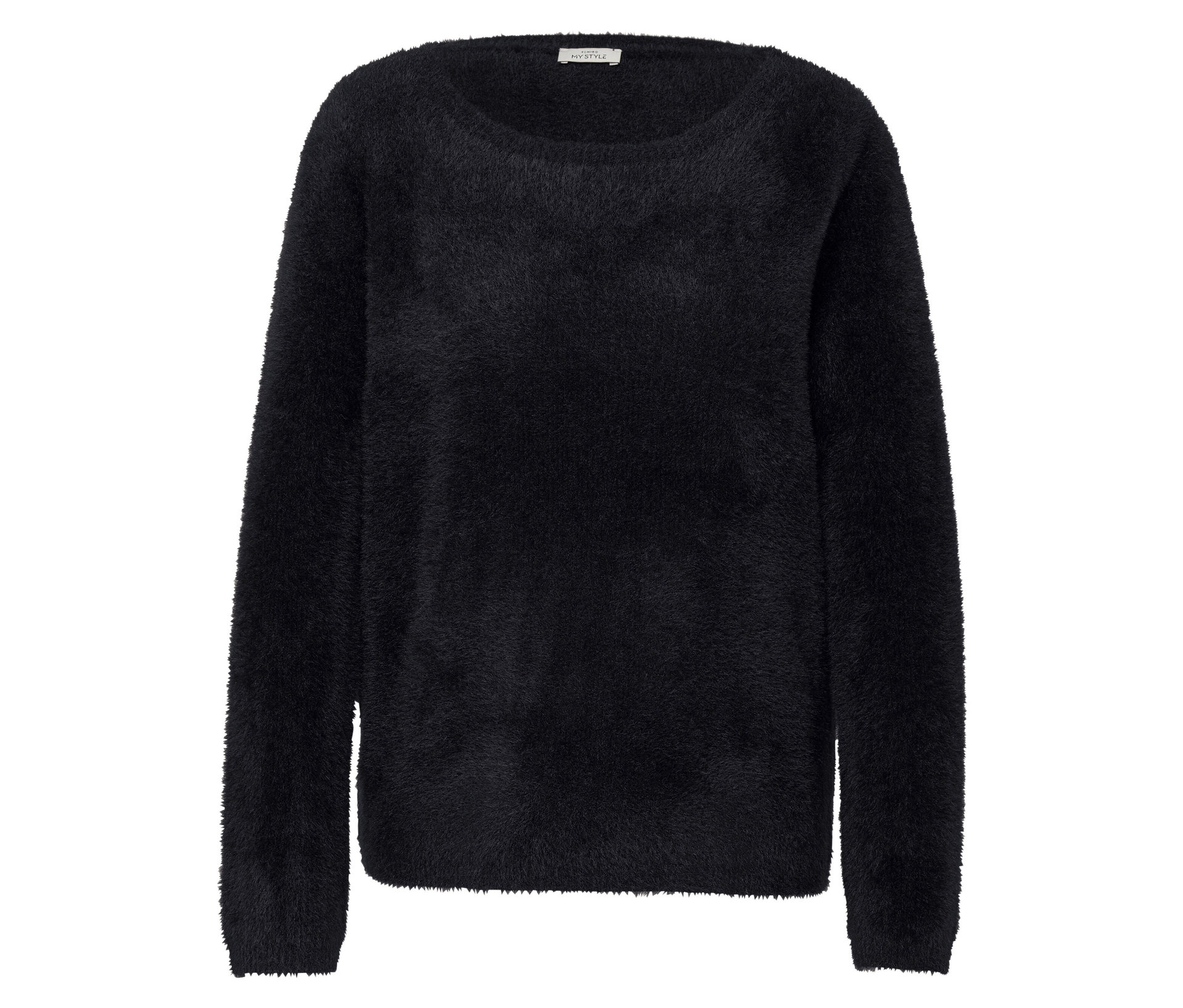 Flauschiger Strickpullover - Damen - Gr. L - schwarz - schwarz