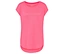 Detail eines Damen T-Shirts in Pink mit kurzen Ärmeln.