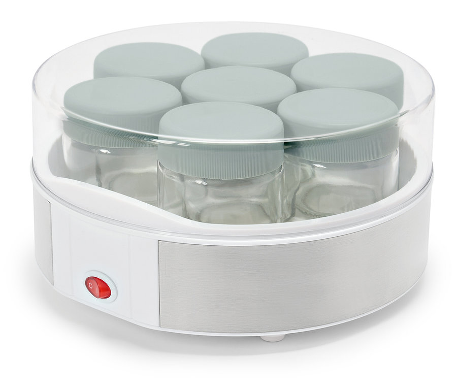 Babykostwärmer mit mehreren Gläsern darin.