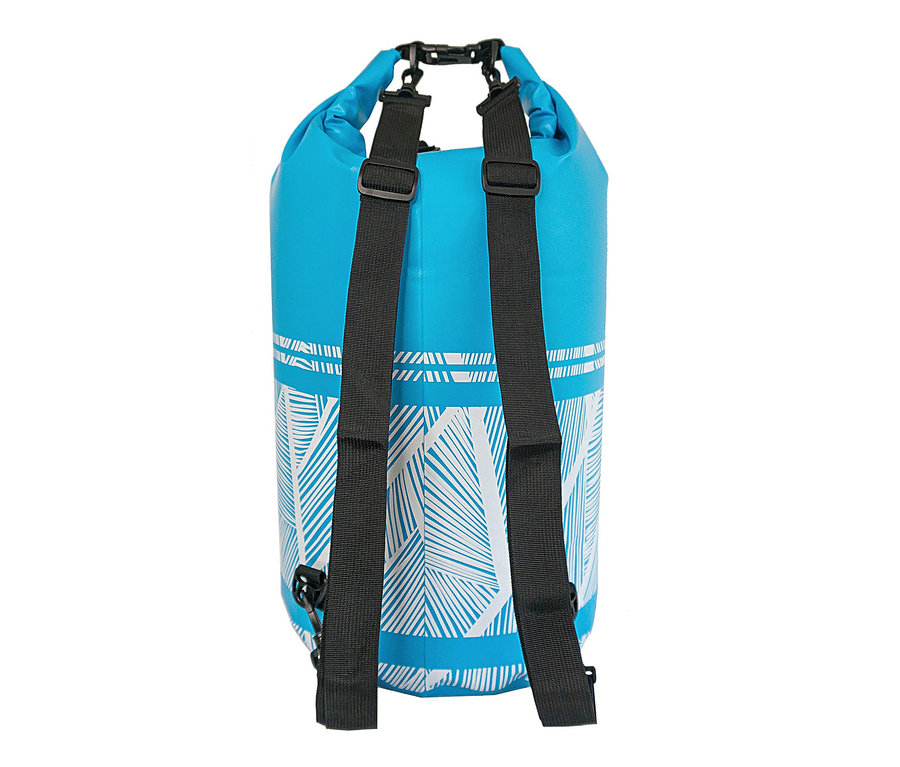 Blauer Spinera Dry Bag 40L wasserdichter Rucksack mit schwarzen Trägern.