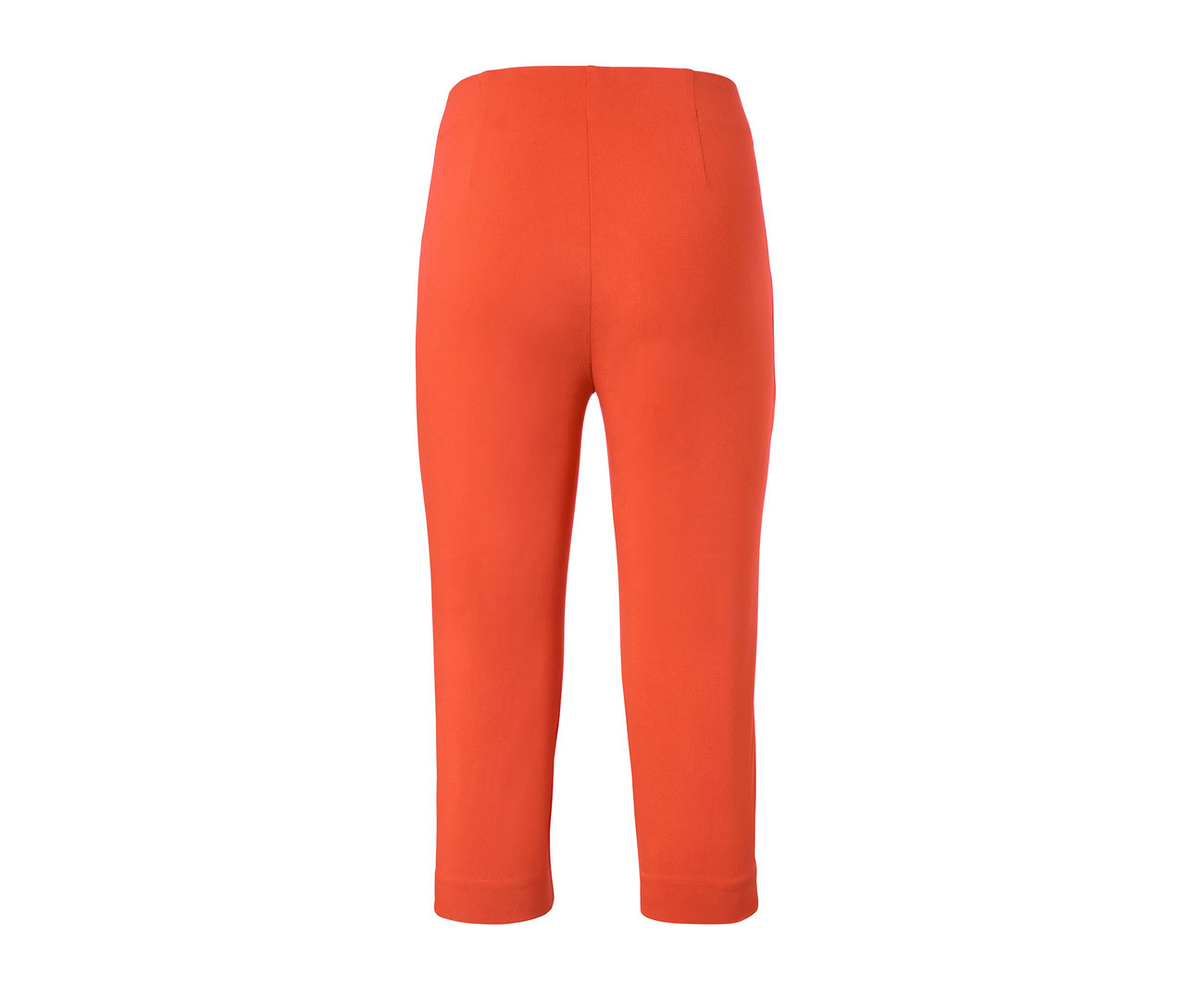 Orangefarbene 3/4-Stretchhose.