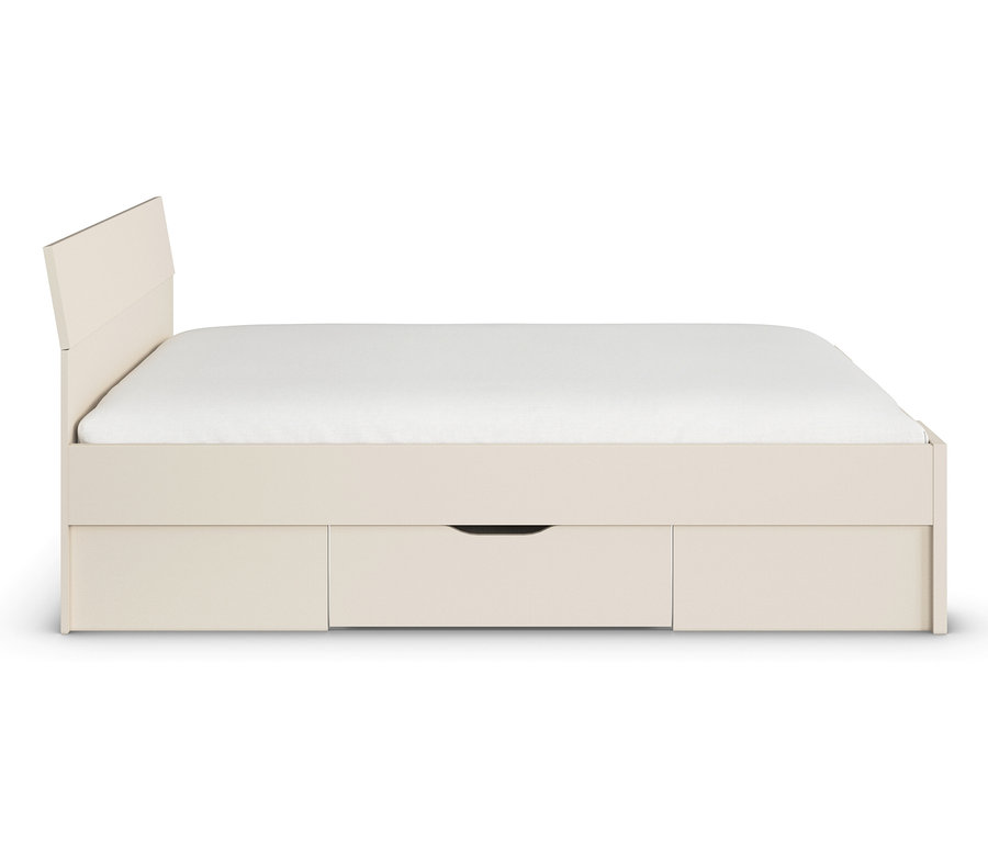 Beiges rauch Bett »Frieda«, 140 cm.