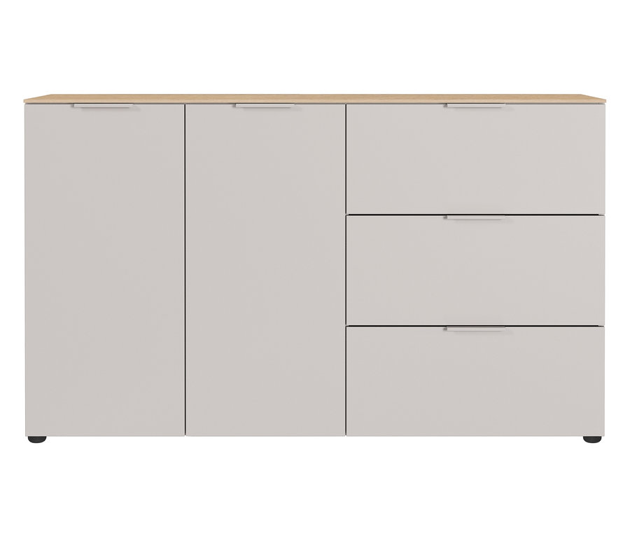Das Sideboard »Savoca« in Kaschmir/Eiche hat zwei Türen und drei Schubladen.