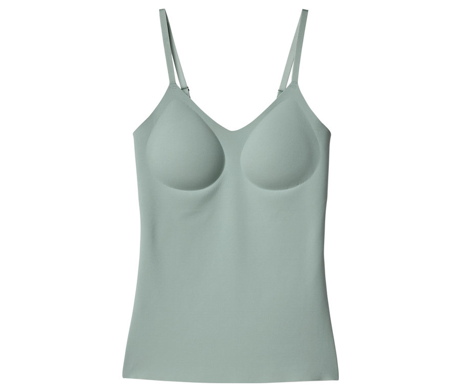 Hellgrünes Tanktop mit V-Ausschnitt und eingebautem BH.