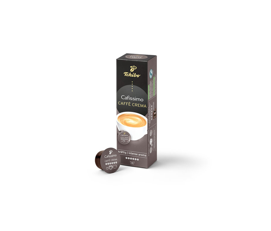 Eine Packung Cafissimo Favourite Collection 60 Kapseln und eine Packung Caffè Crema Kräftig - 10 Kapseln.