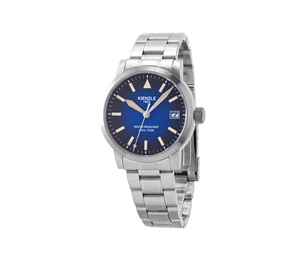 Kienzle Uhr »Bella Air« mit blauem Zifferblatt, silberfarbenem Metallarmband und Datumsanzeige.