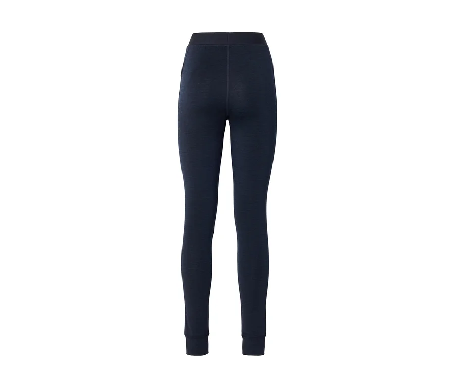 Dunkelblaue, eng anliegende Leggings in der Rückansicht, mit einem elastischen Bund.