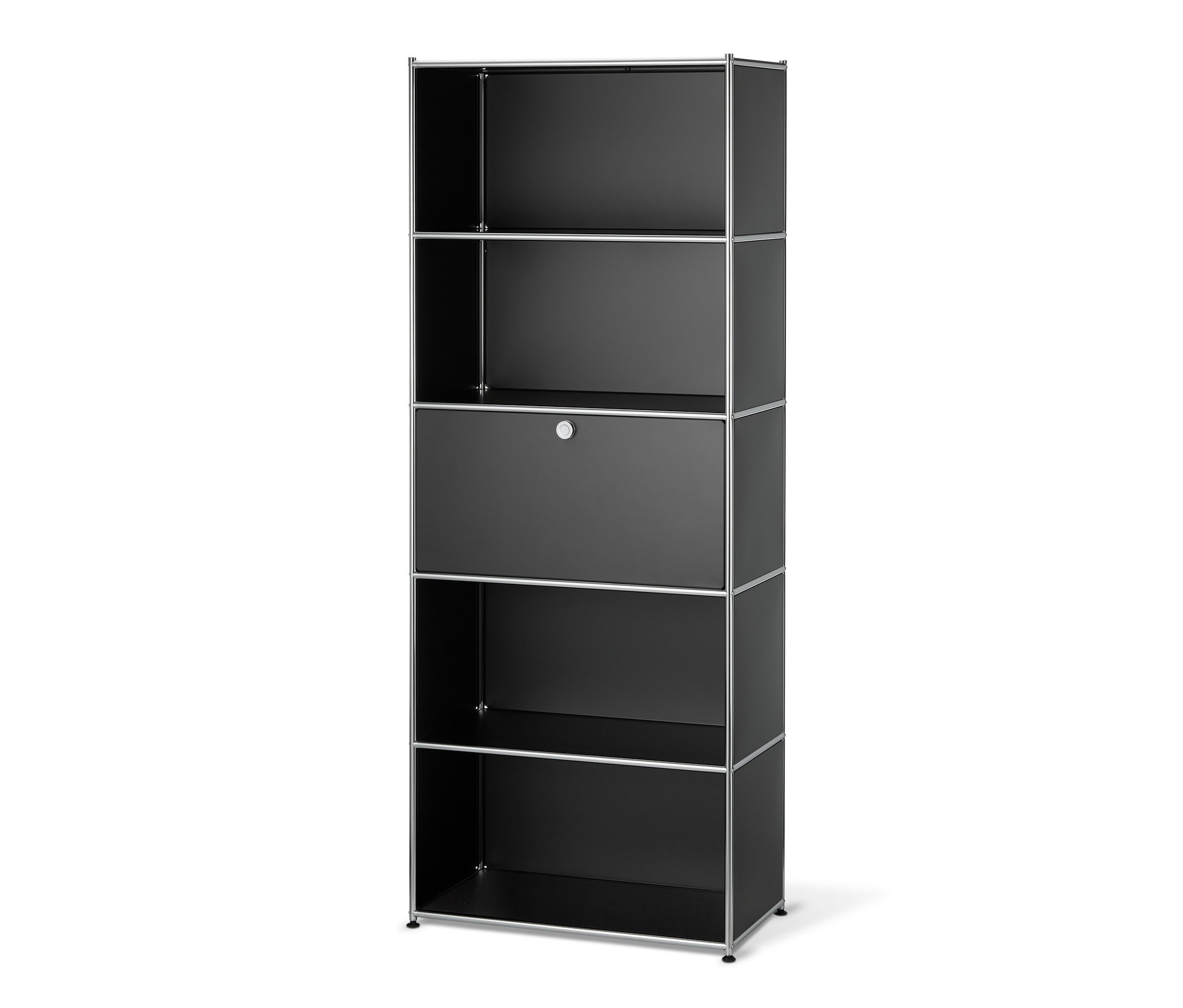Tchibo - Hohes Regal Metall »Cn3« mit Klappenfach - 77x40x194,5cm - schwarz -