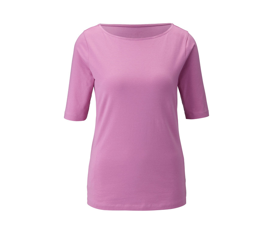 Rosa Halbarmshirt mit U-Boot-Ausschnitt.