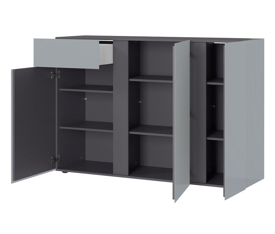 Grau-graphitfarbenes Germania-Sideboard »Mesa«, 2529 mit offener Tür und Schublade.