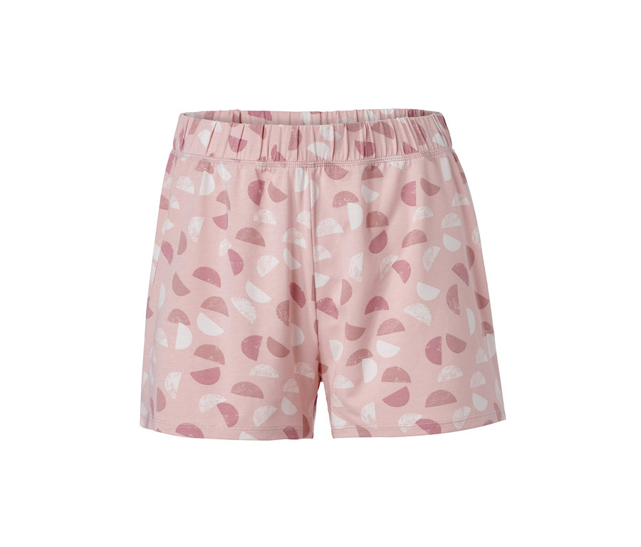 Rosa Shorty-Pyjama mit Halbkreismuster.
