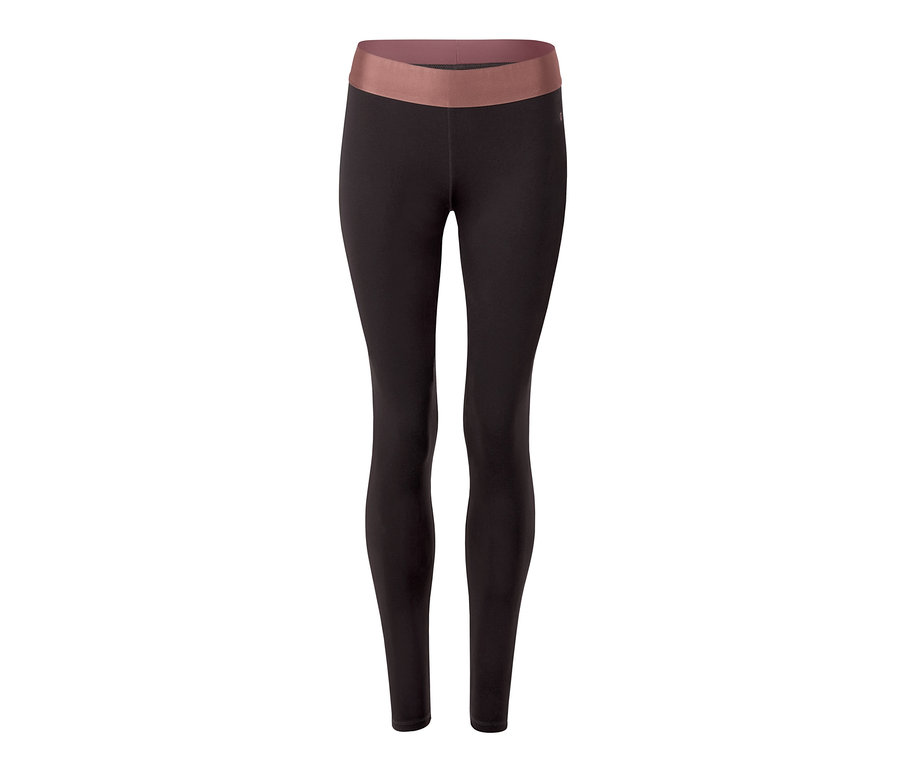 Schwarze Sporttight mit braunem Bund.
