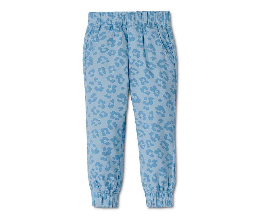 Hellblaue Baumwoll-Schlupfhose mit Tiermuster.