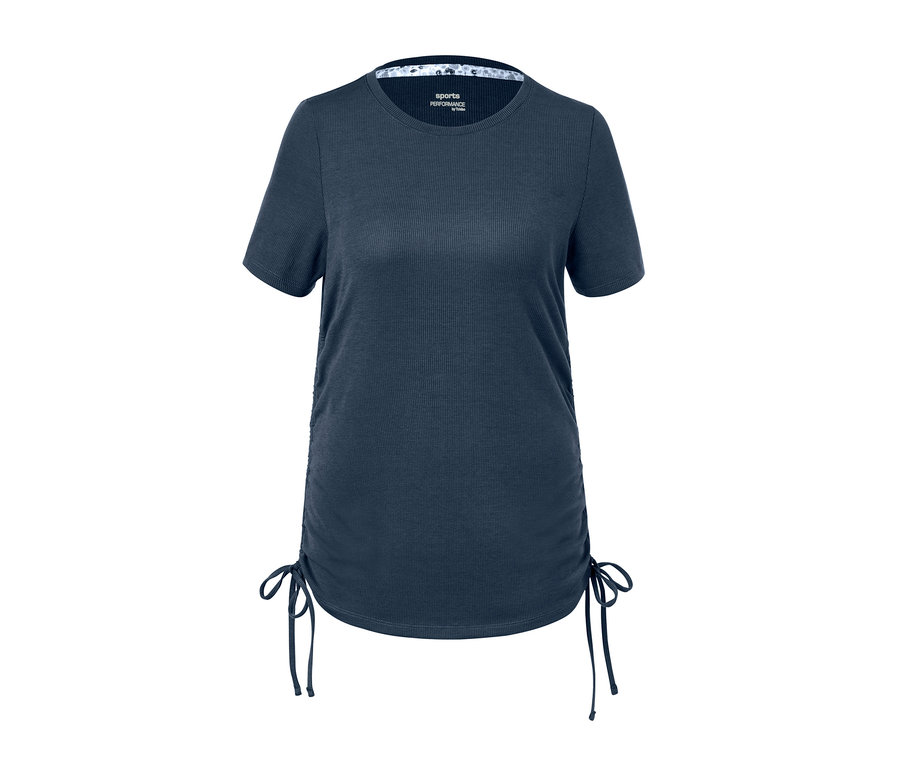 Blaues Sportshirt mit Raffung.