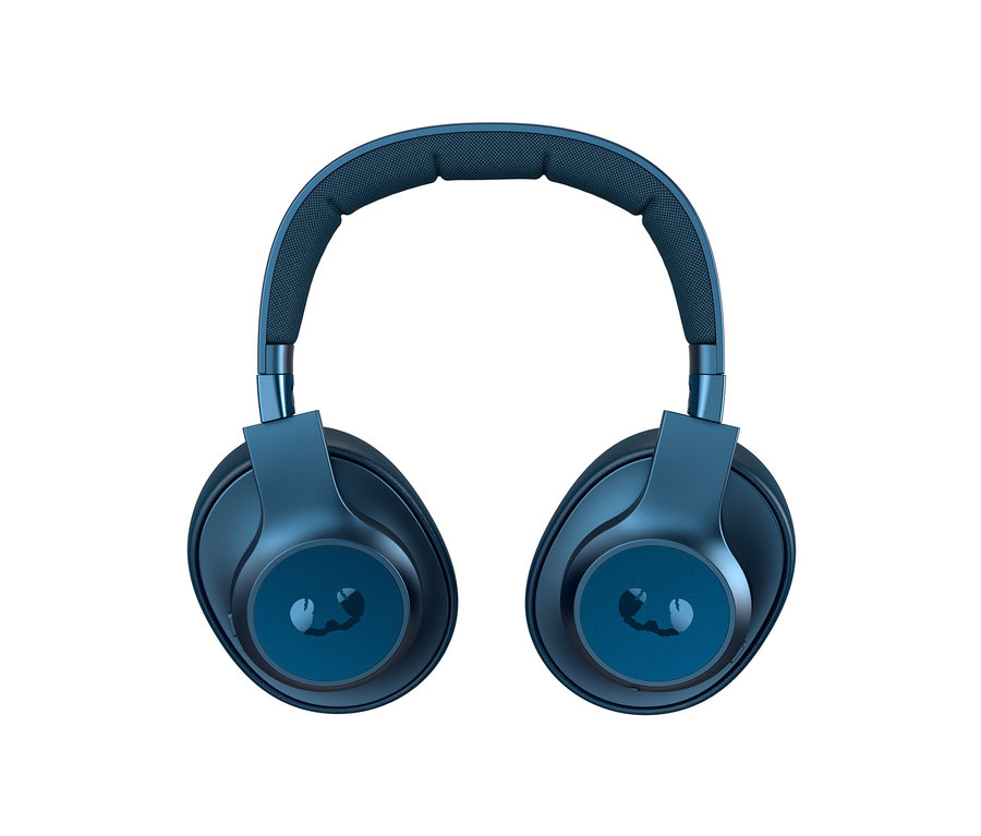 Blaue Fresh 'n Rebel Kopfhörer »Clam« vor weißem Hintergrund.