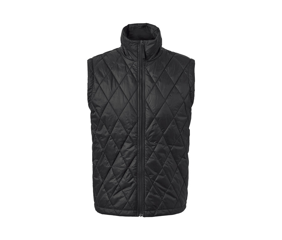 Schwarze gesteppte 3-in-1-Outdoorjacke mit Weste.