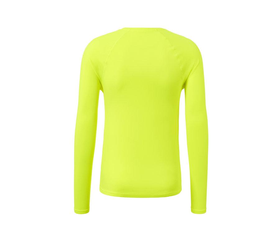 Neongelbes Langarm-Funktionsshirt.
