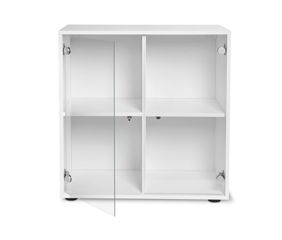 Weißes Regalmodul »Flemming«, ca. 75 x 75 cm, mit Glastüren.
