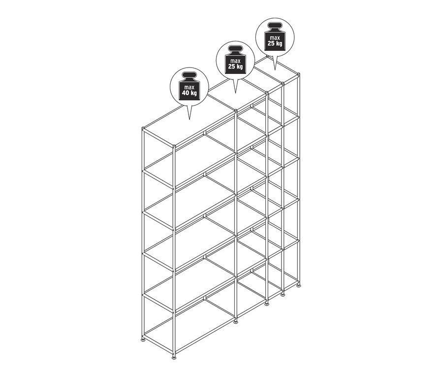 Weißes, offenes Metallregal »CN3« mit fünf Regalböden.
