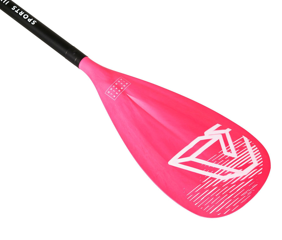 Detailaufnahme vom rosafarbenen Aqua Marina SUP- und Kajak-Paddel Sports III Coral.