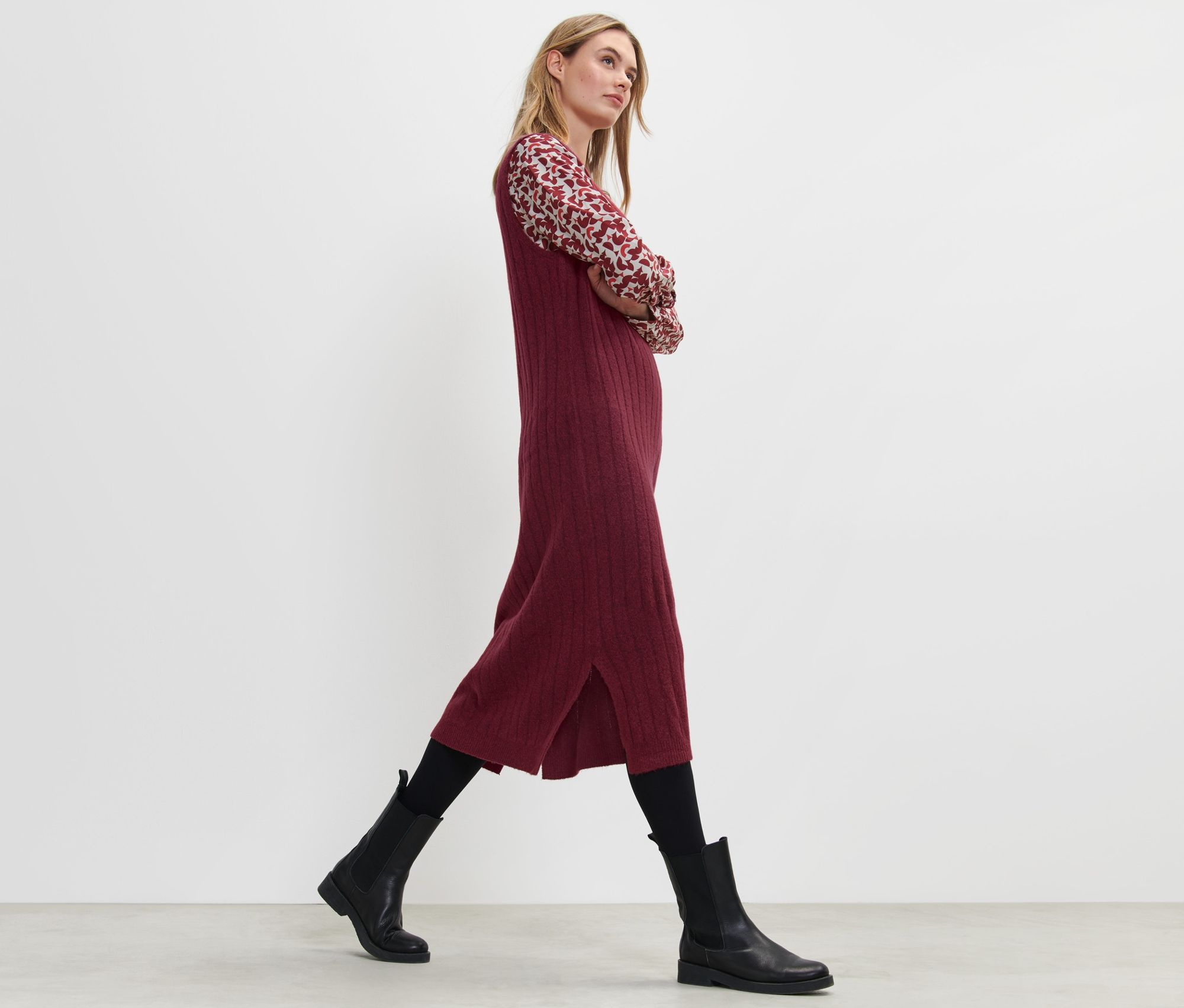 Thumbnail - Tchibo - Geripptes Strickkleid - Damen - Gr. XS - rot