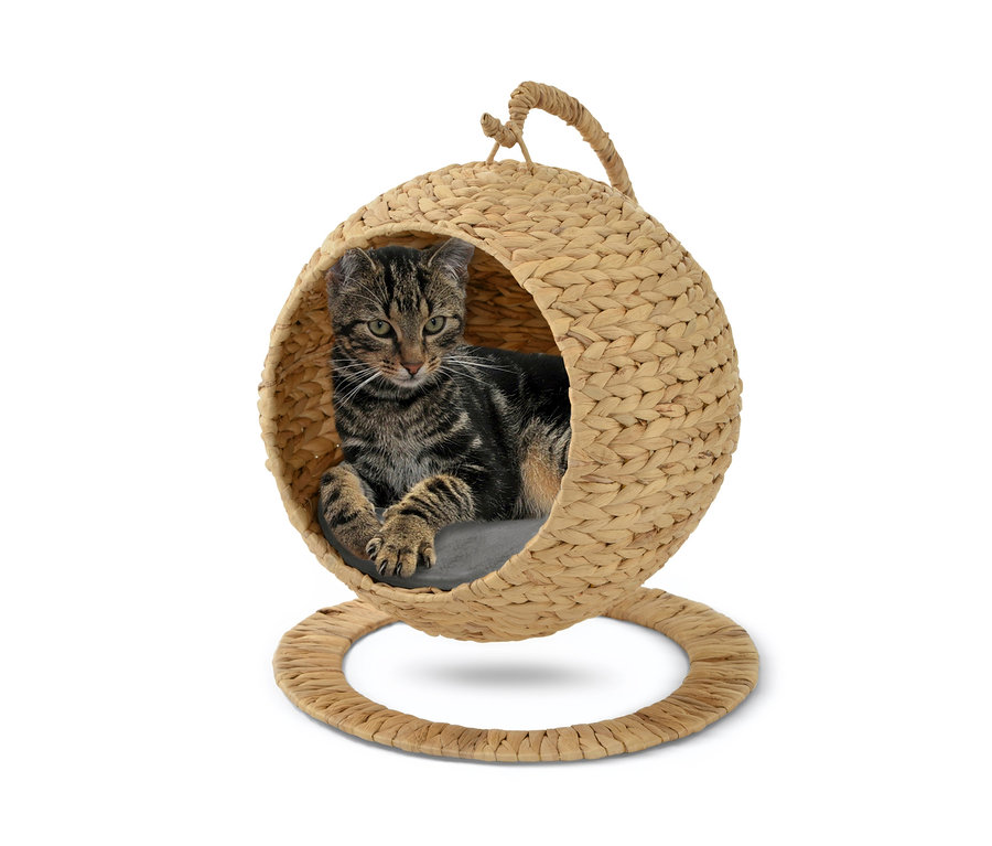 Eine Katze liegt in einem Katzen-Hängesessel »Smokey«.