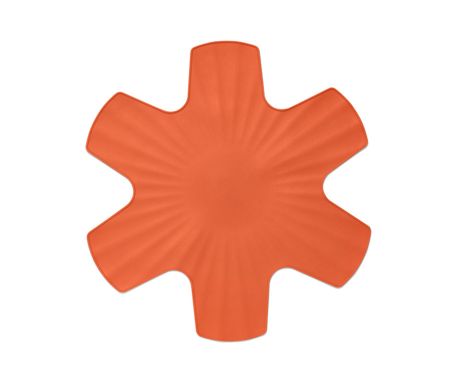 Ein orangefarbener 3 Silikon-Pfannenschoner auf weißem Hintergrund.
