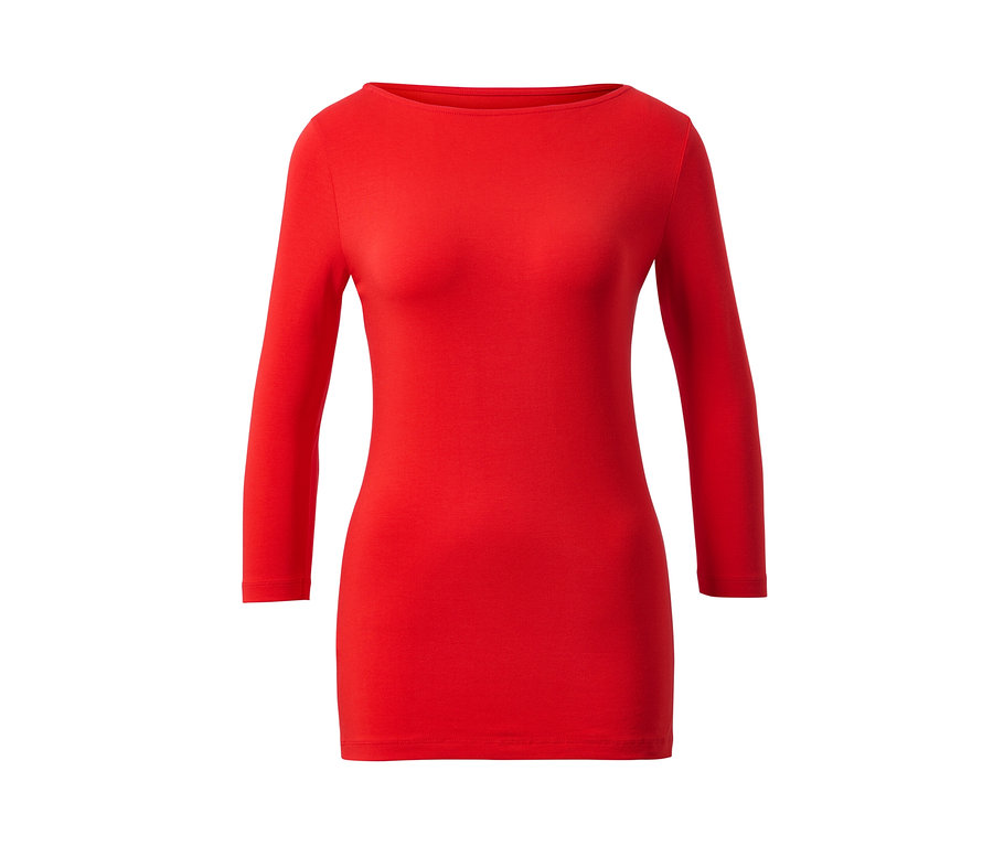 Rotes Shirt mit 3/4-Arm.