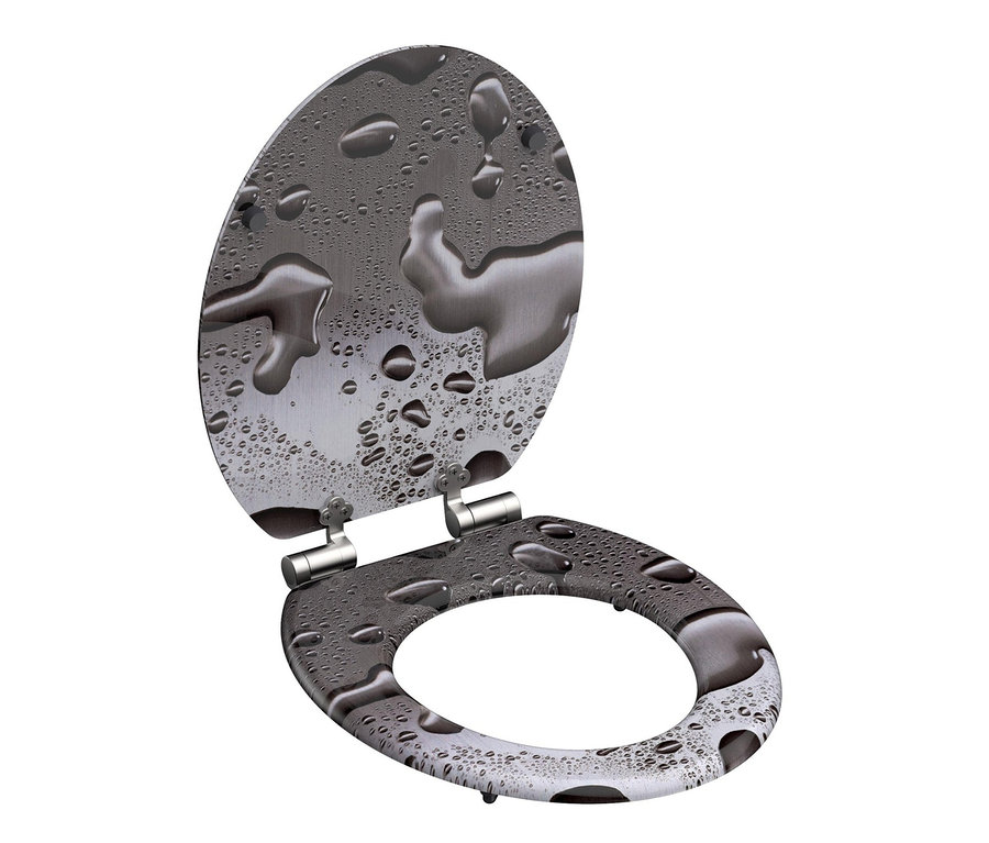 MDF WC-Sitz, Grey Steel, mit Wassertropfen