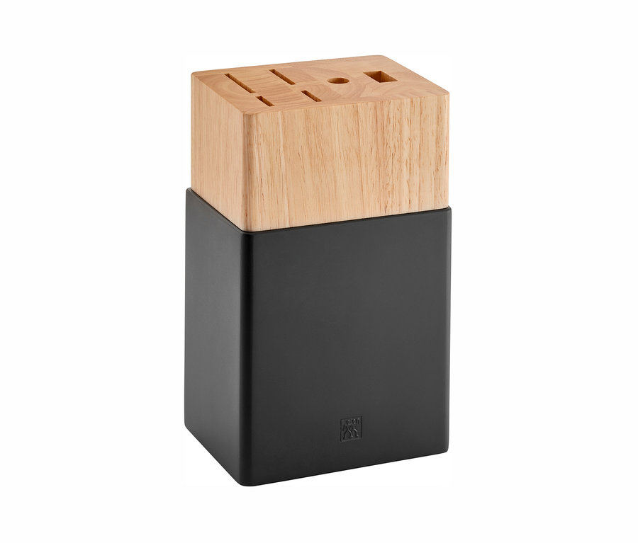 Schwarzer ZWILLING 7-teiliger Messerblock »Now S« mit Holzaufsatz.