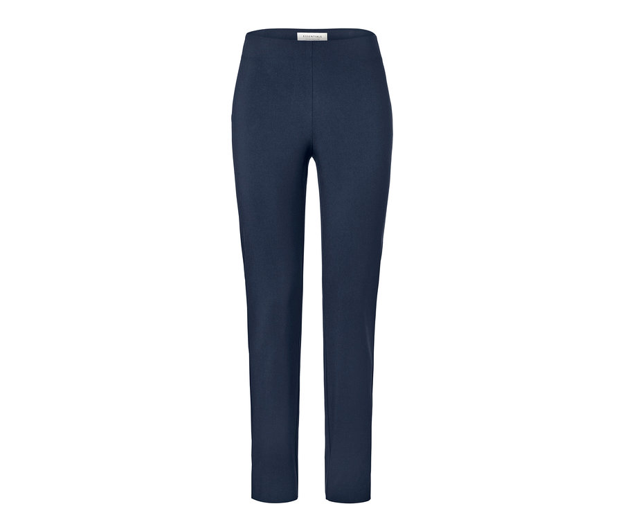 Dunkelblaue Stretchhose.