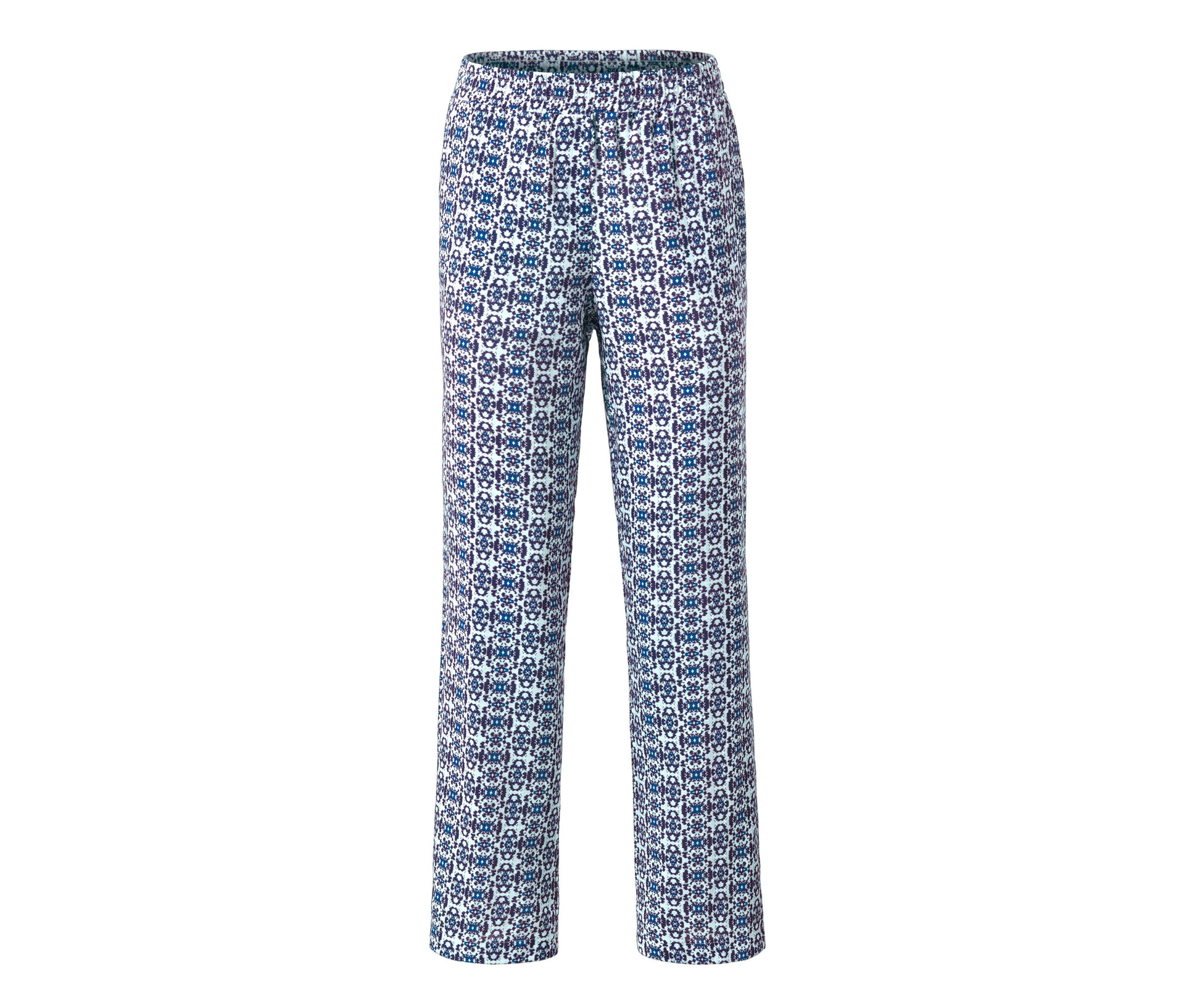 Hose mit Alloverprint - Damen - Gr. 38 - blau/print - blau