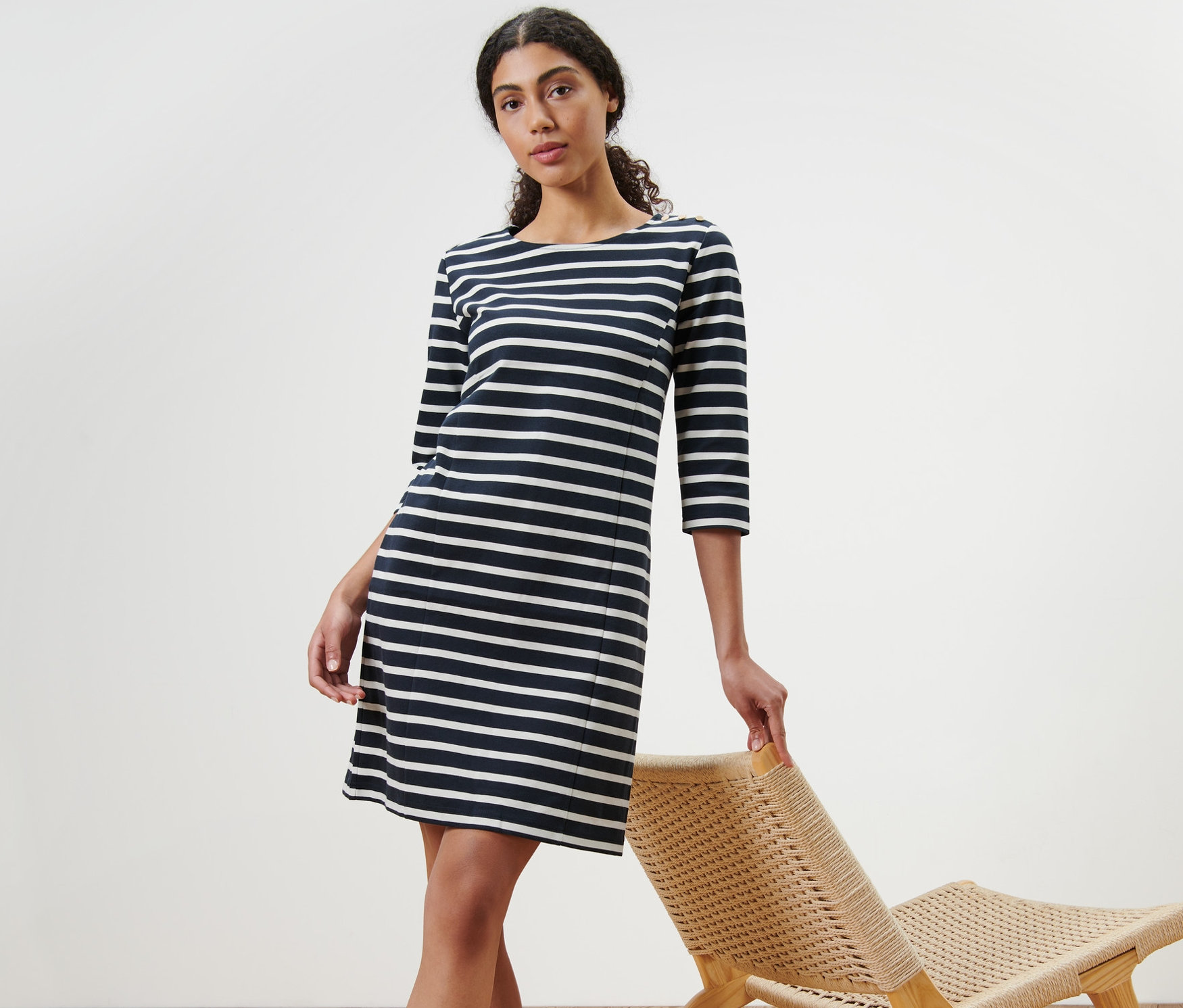 Thumbnail - Tchibo - Gestreiftes Sweatkleid - Damen - Gr. S - dunkelblau/gestreift