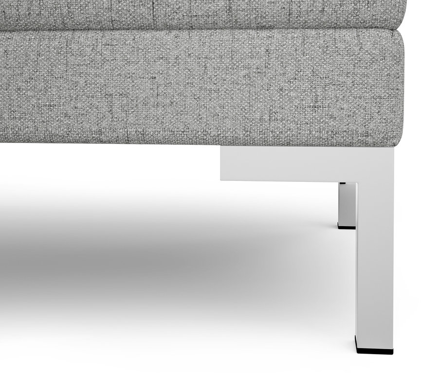 Detailansicht Hocker »Liv«, kieselgrau, mit weißen Metallbeinen.