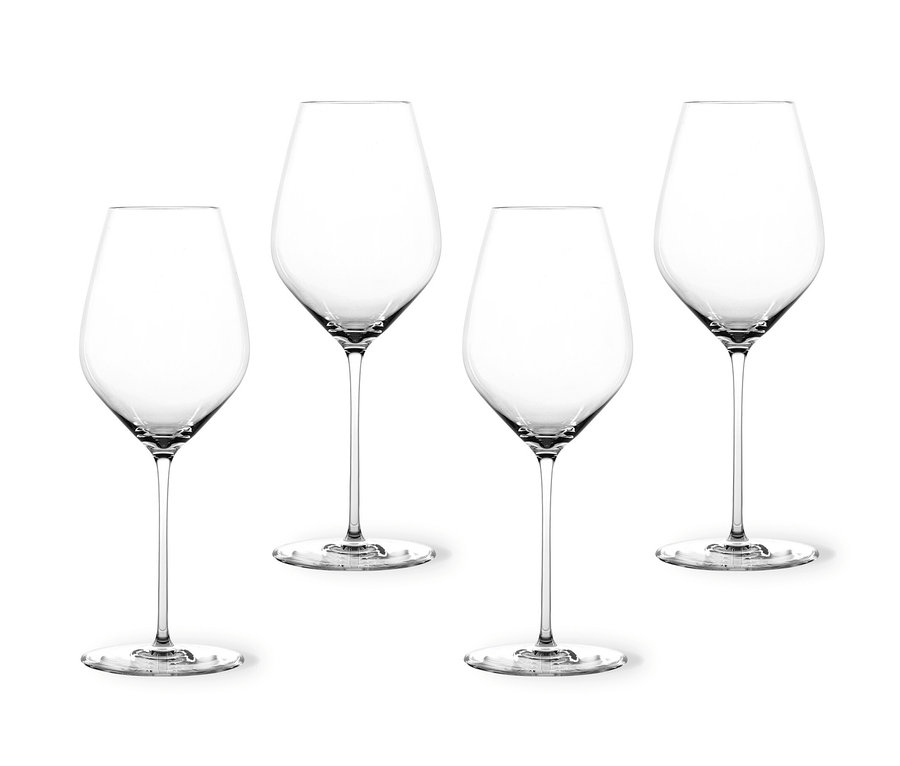 Vier Spiegelau Hi-Lite Universalgläser, 4er-Set auf weißem Hintergrund.