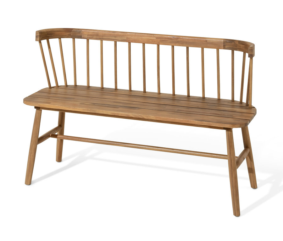 Eine Bank mit Sitzpolster.